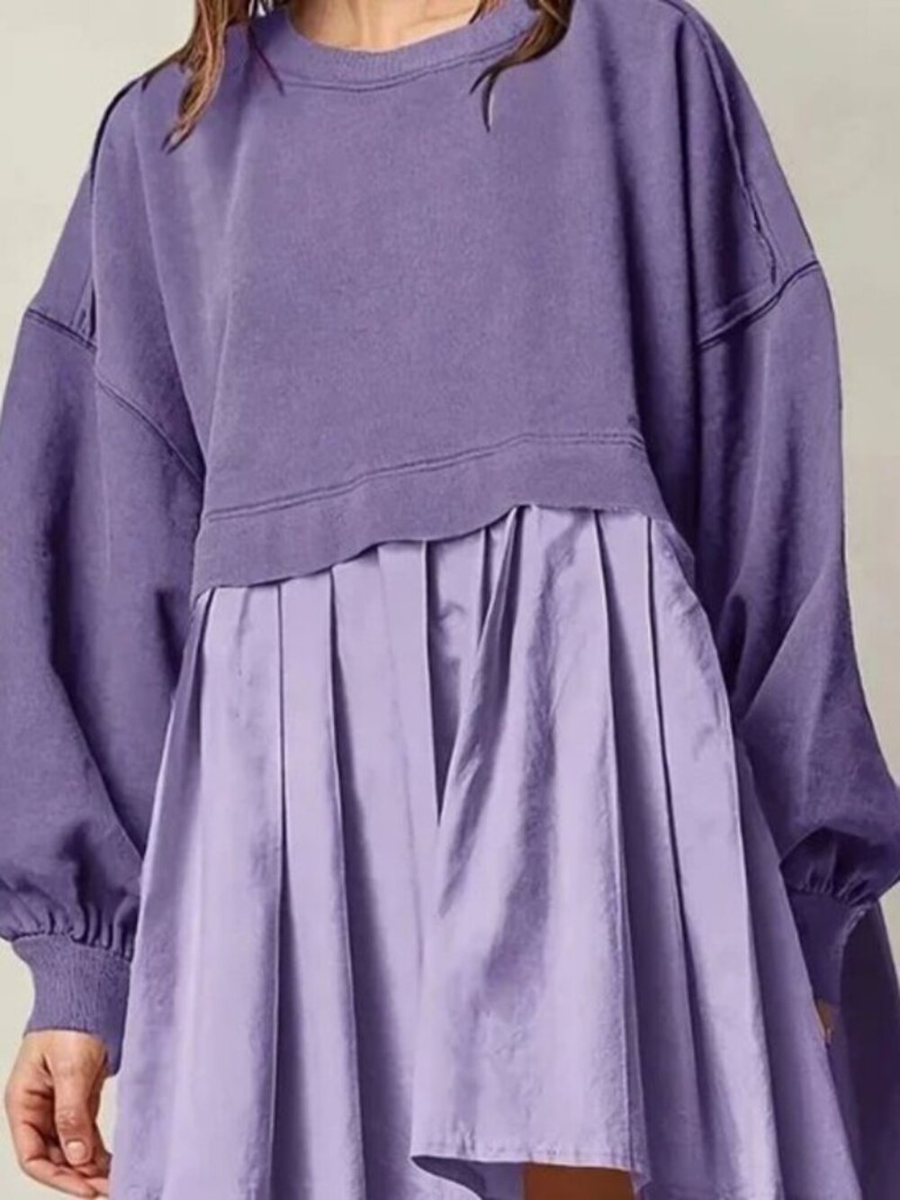 Purple Long Sleeve Sweater Dress